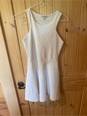 Charlotte Russe White Textured Sleeveless Fit & Flare Dress